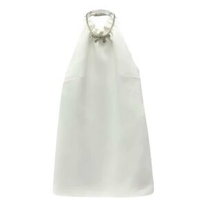 Miu Miu White Satin Clutch with Rhinestone Bow